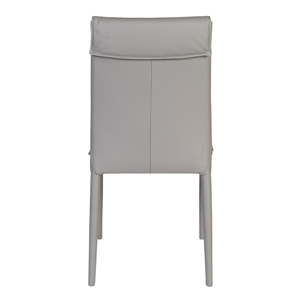 Chaise de salle à manger rembourrée en cuir gris - Naomi