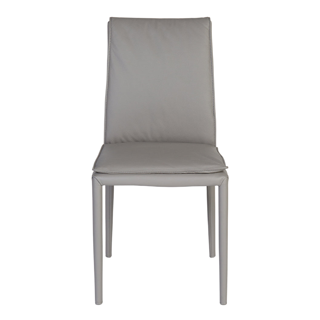 Chaise de salle à manger rembourrée en cuir gris - Naomi