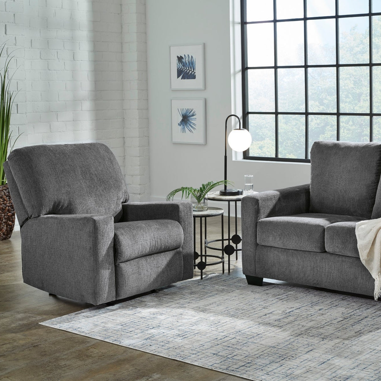 Fauteuil berçant et inclinable en tissu gris étain - Rannis