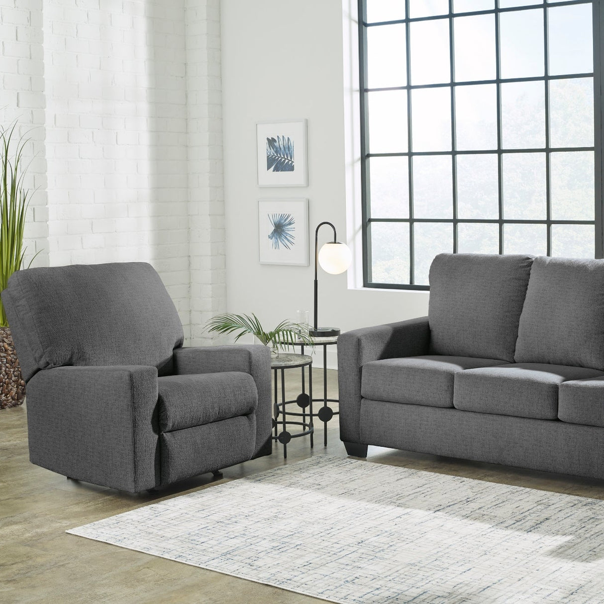 Fauteuil berçant et inclinable en tissu gris étain - Rannis