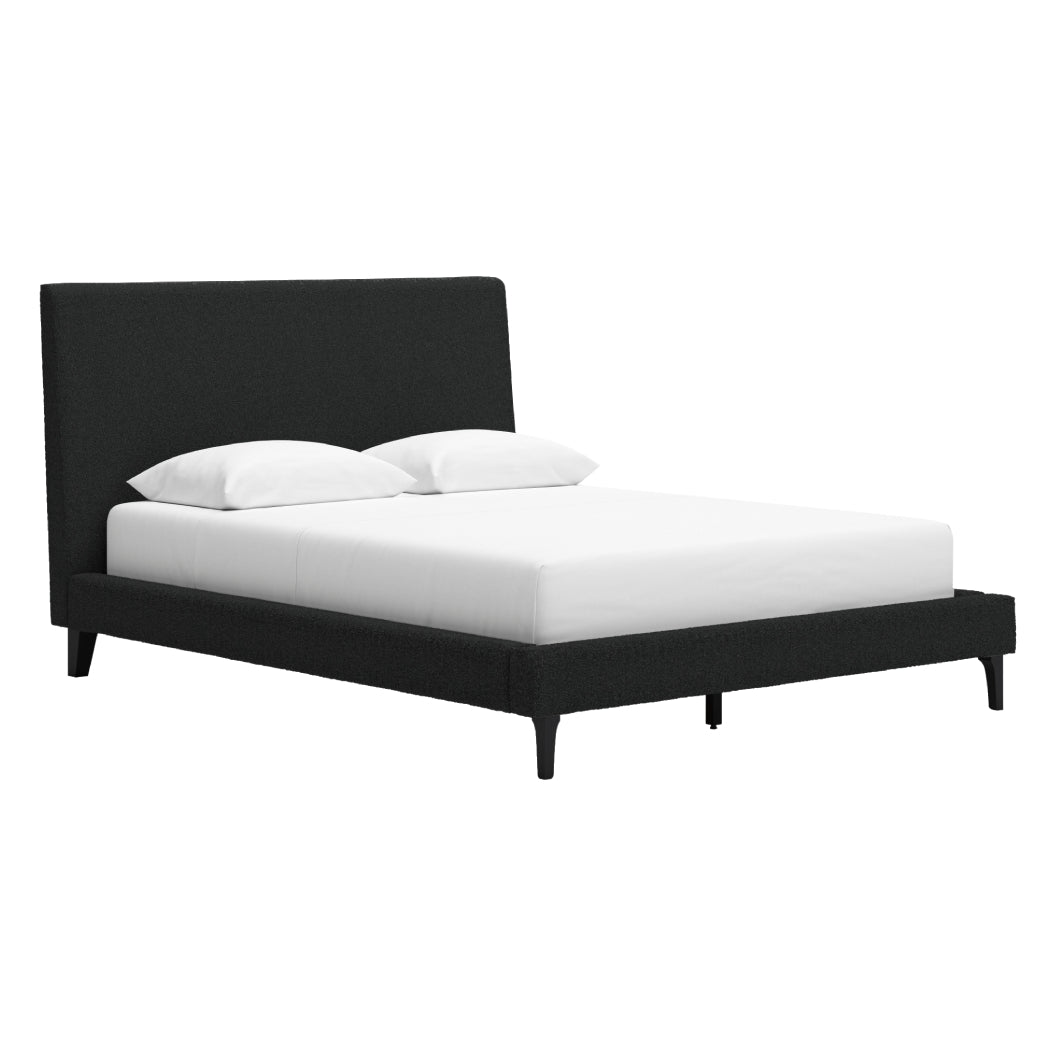 Lit complet Grand en tissu noir - Cadmori
