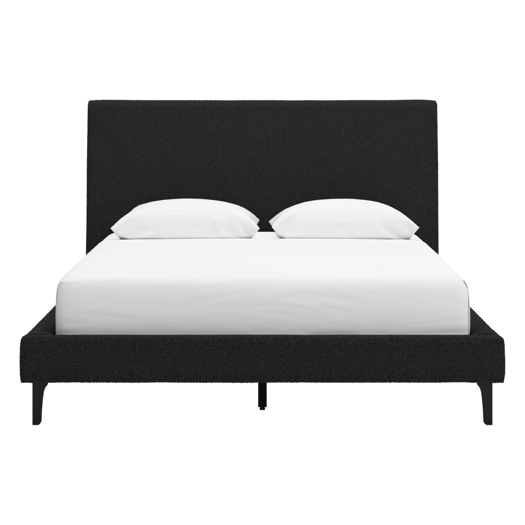 Lit complet Grand en tissu noir - Cadmori