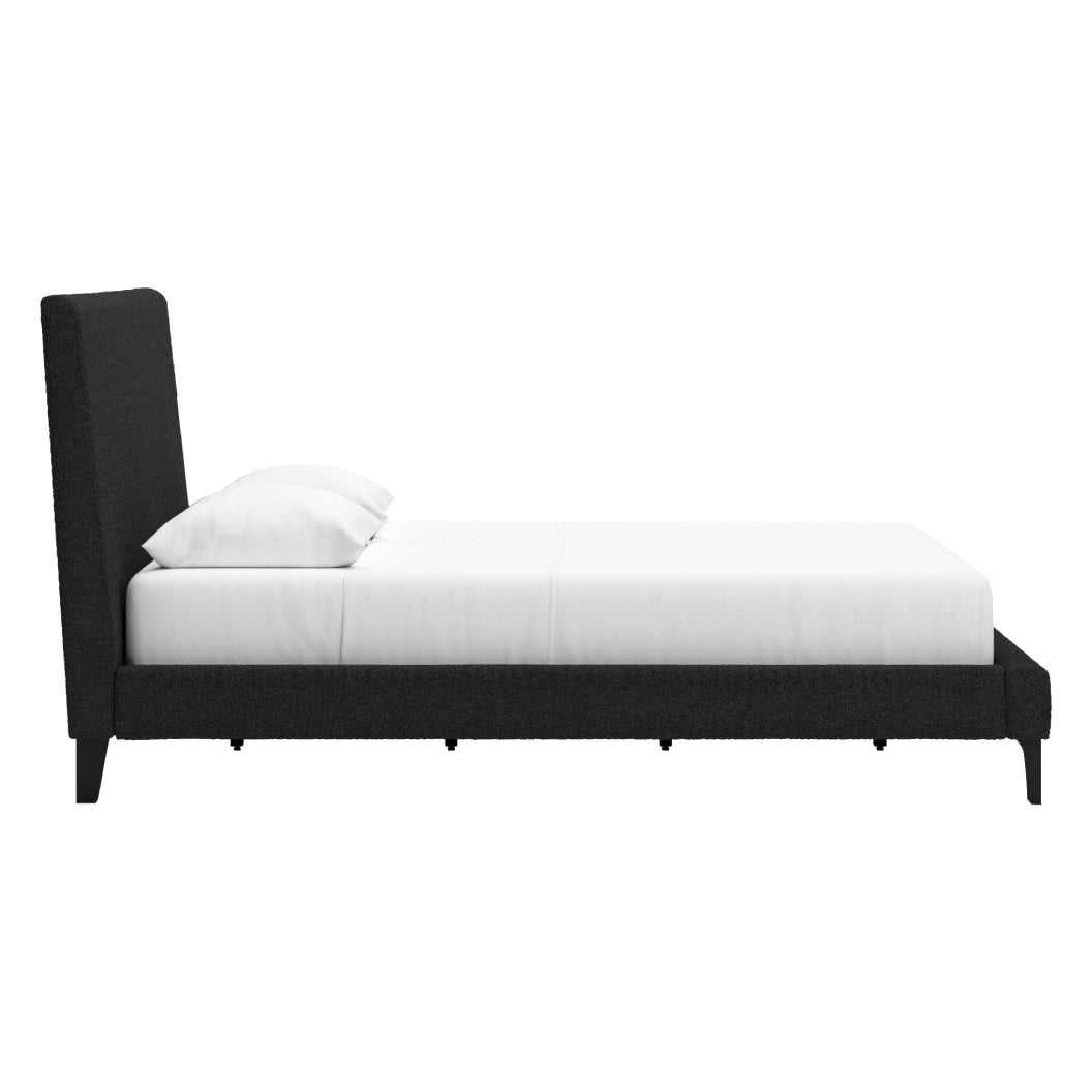 Lit complet Grand en tissu noir - Cadmori