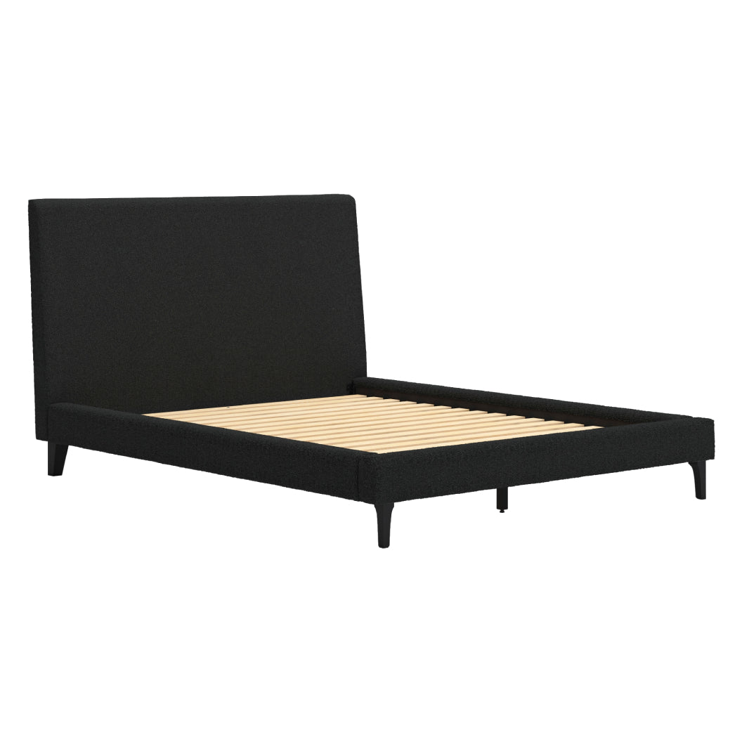 Lit complet Grand en tissu noir - Cadmori