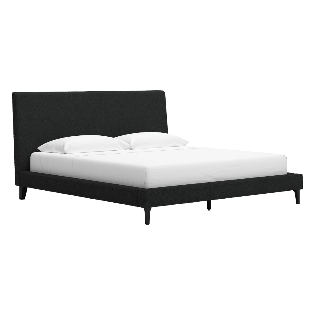 Lit complet Très grand en tissu noir - Cadmori