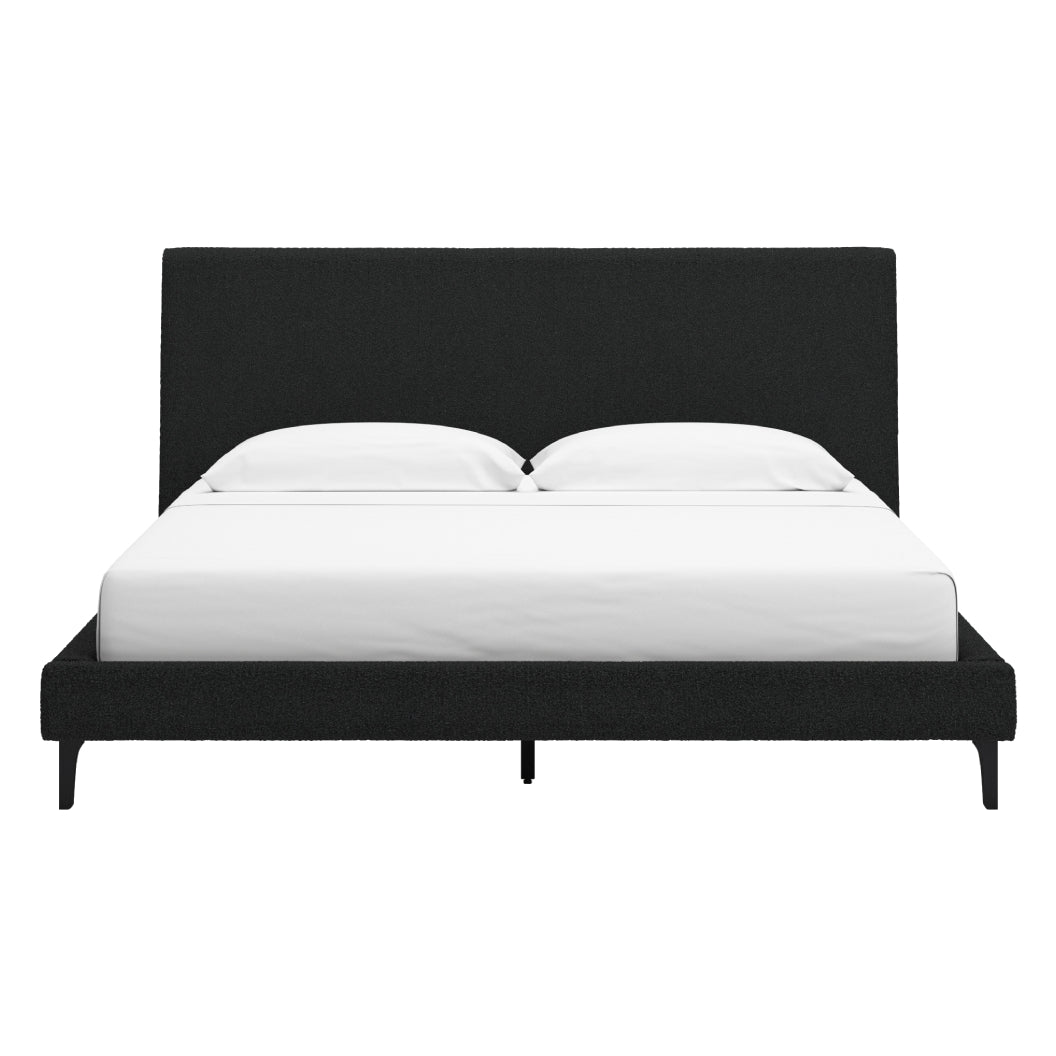 Lit complet Très grand en tissu noir - Cadmori