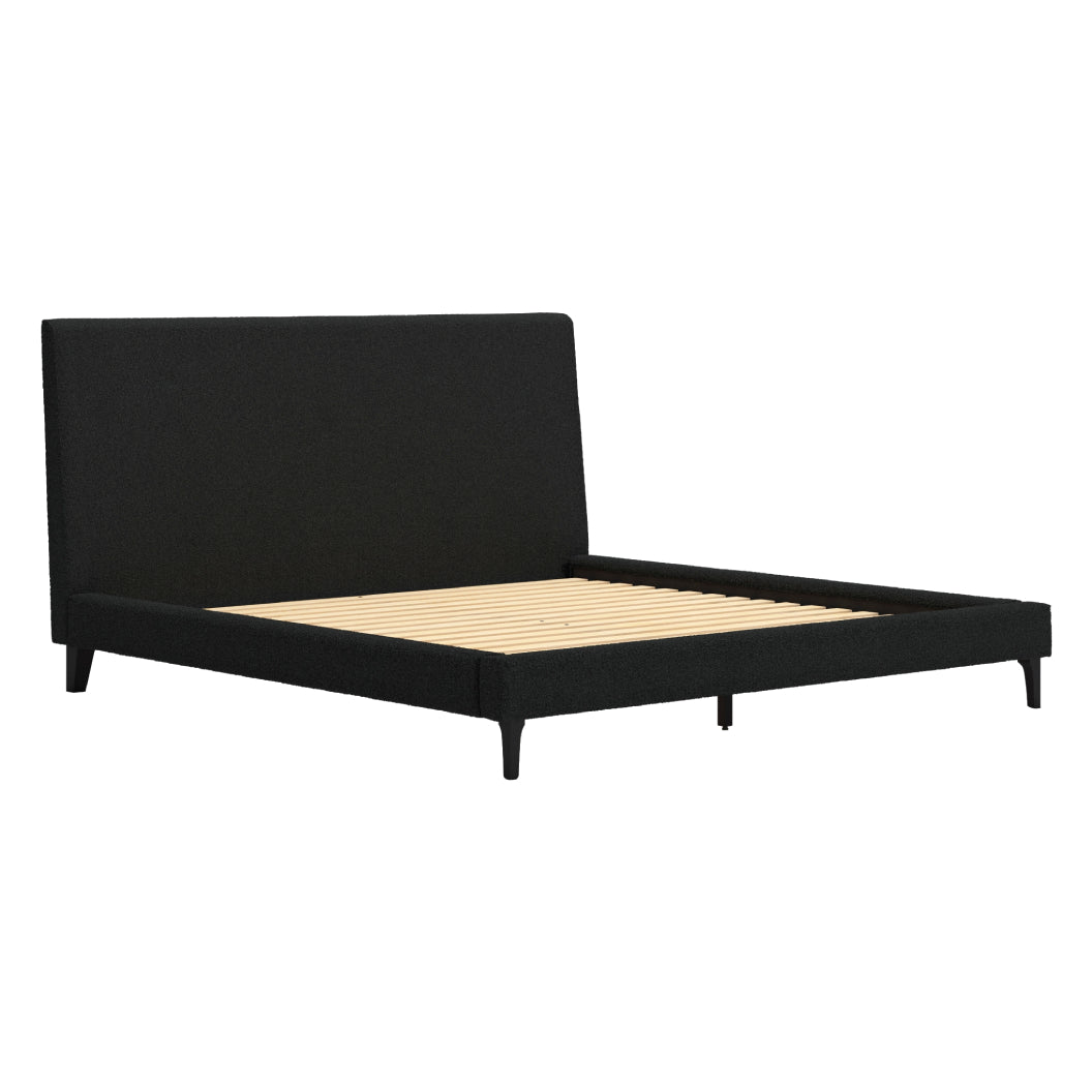 Lit complet Très grand en tissu noir - Cadmori