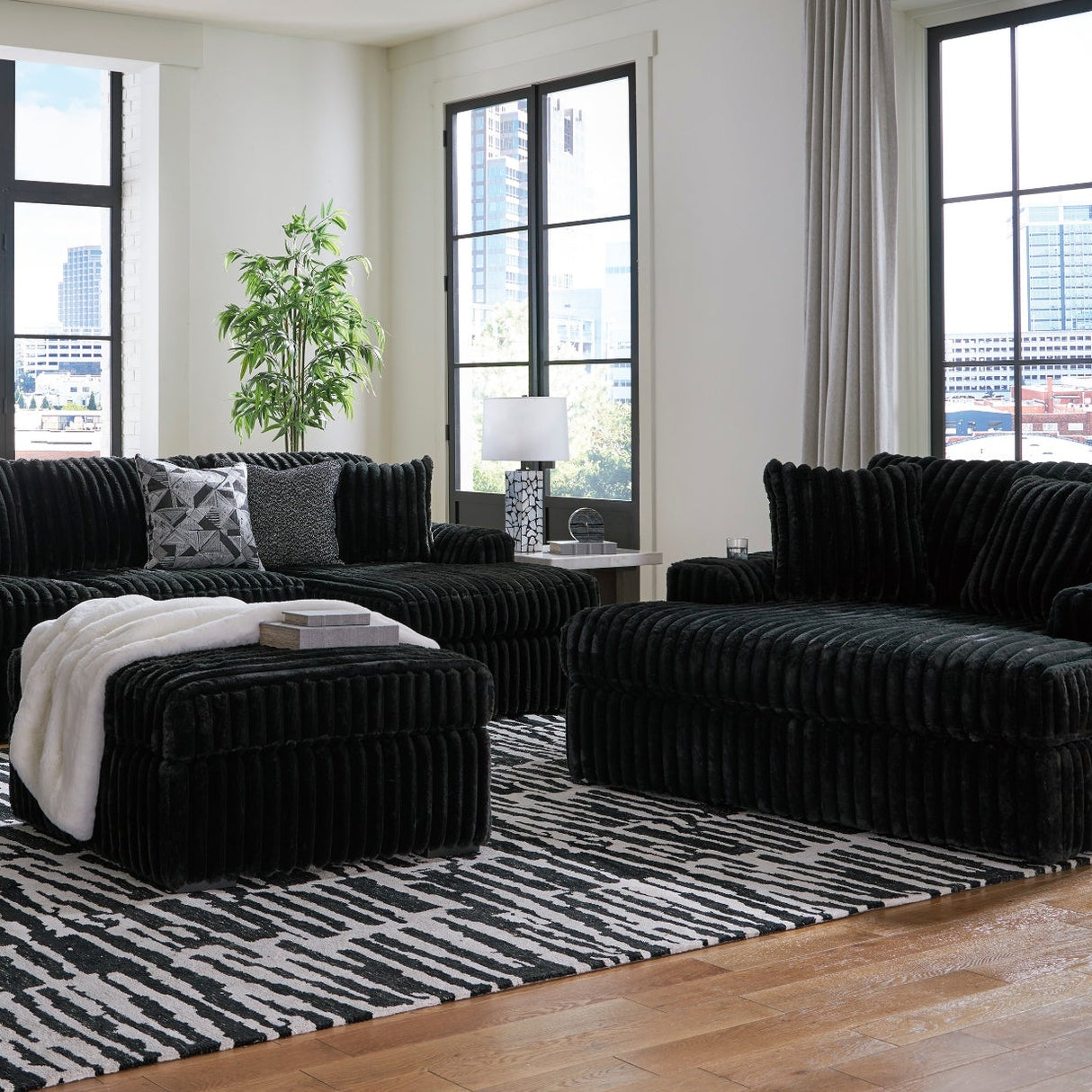 Fauteuil surdimensionné en velours côtelé noir - Midnight-Madness