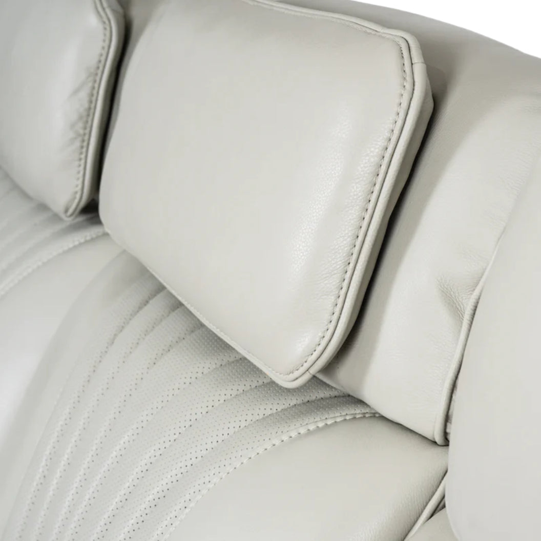 Sofa inclinable motorisé zéro gravité en cuir gris pâle avec table rabattable - K2180