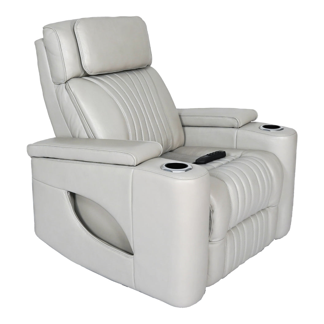 Fauteuil motorisé zéro gravité en cuir gris pâle - K2180