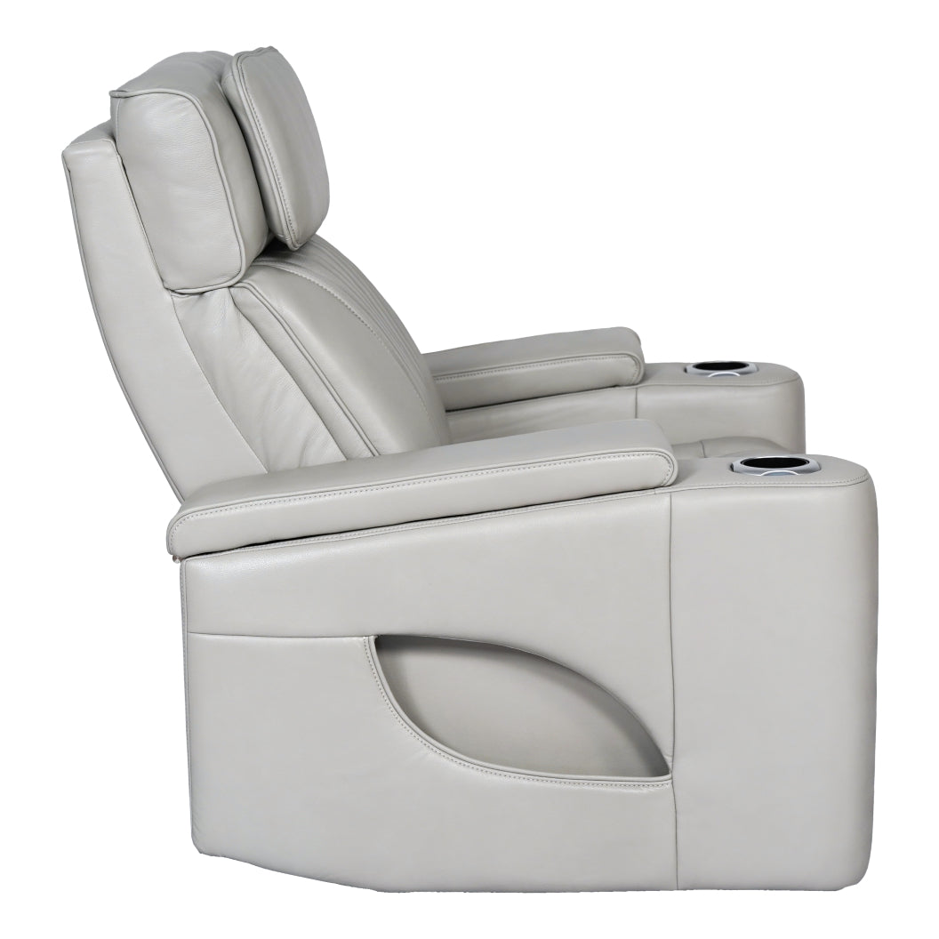 Fauteuil motorisé zéro gravité en cuir gris pâle - K2180
