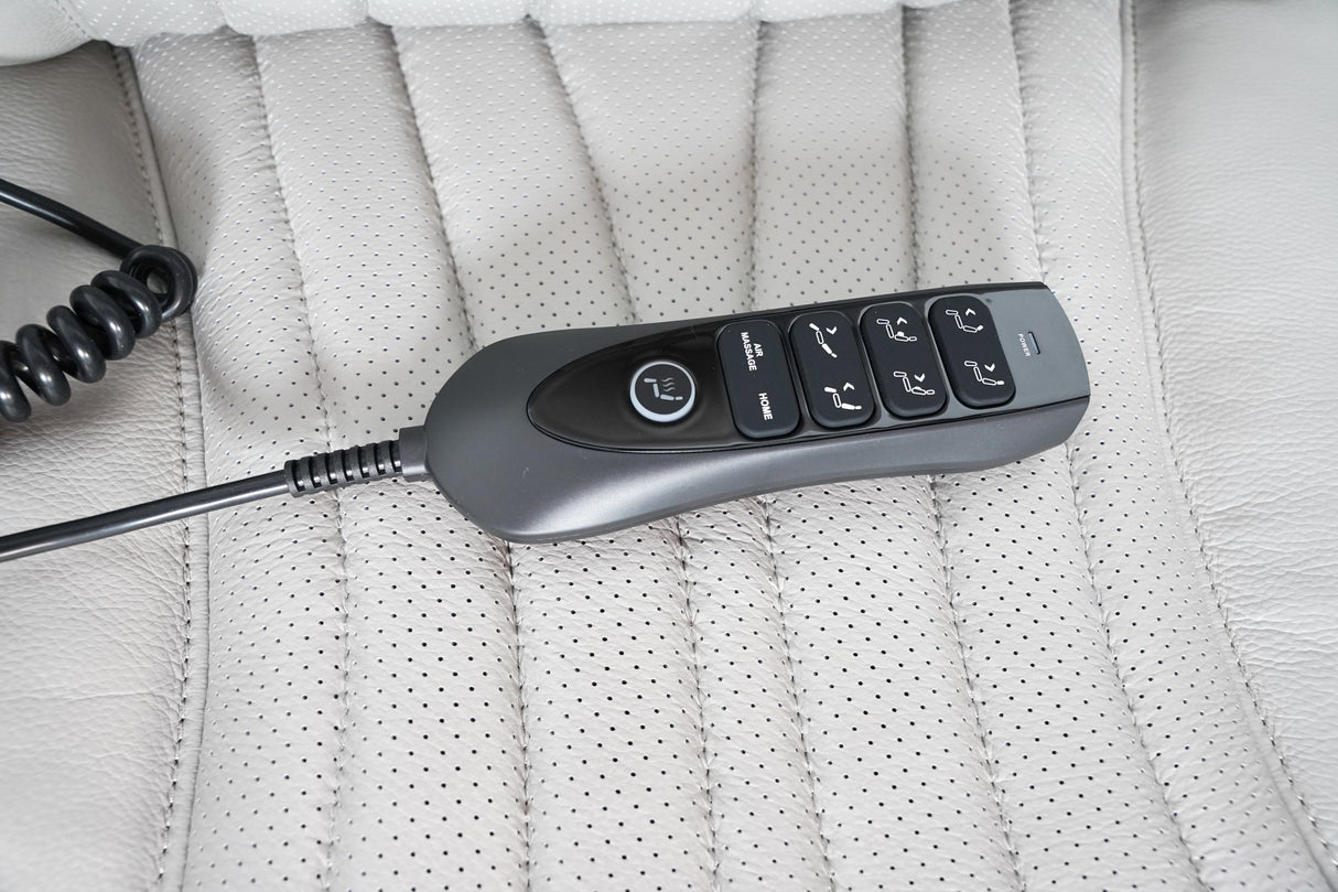 Fauteuil motorisé zéro gravité en cuir gris pâle - K2180