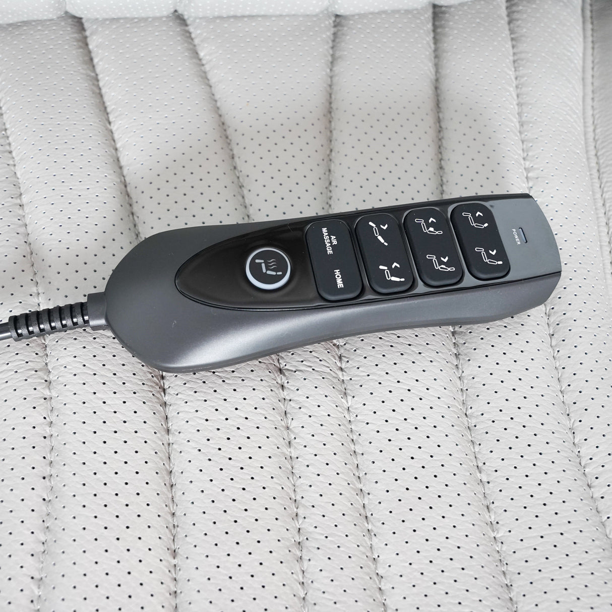 Fauteuil inclinable motorisé zéro gravité en cuir gris pâle avec massage chauffant - K2180