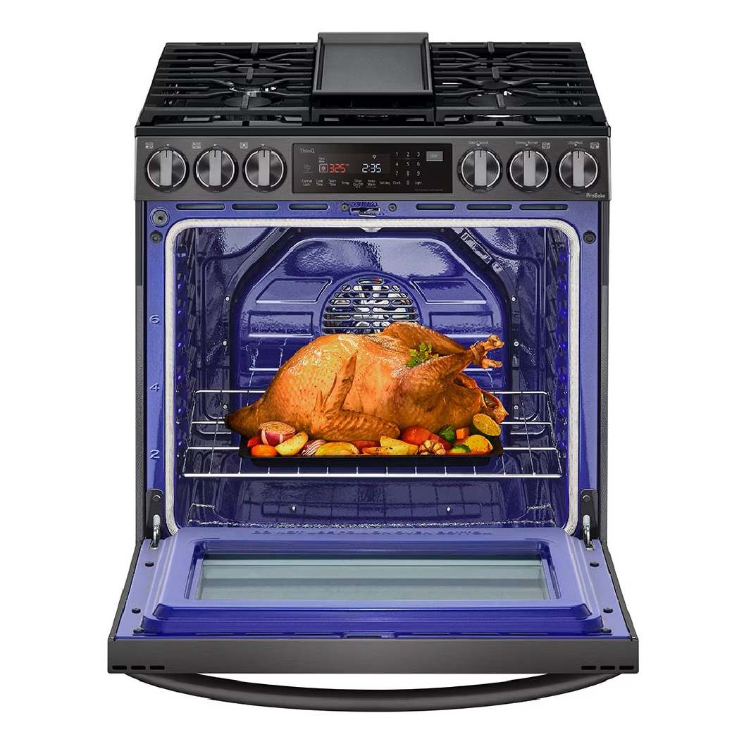 Cuisinière au gaz encastrable 30 po. 6,3 pi³, Inox noir avec Air Fry et Wi-Fi