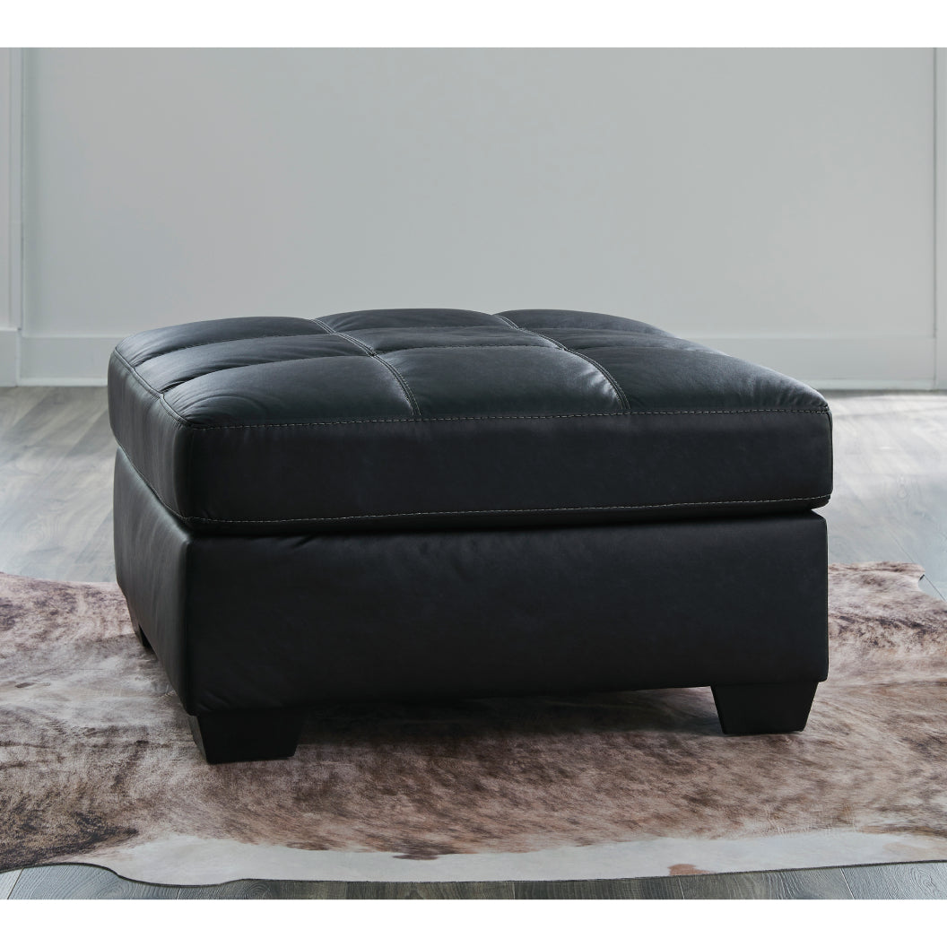 Ottoman surdimensionné aspect cuir noir - Barlin Mills