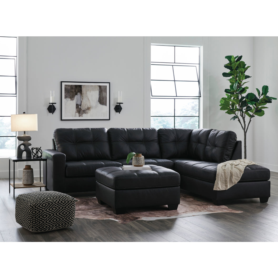 Ottoman surdimensionné aspect cuir noir - Barlin Mills