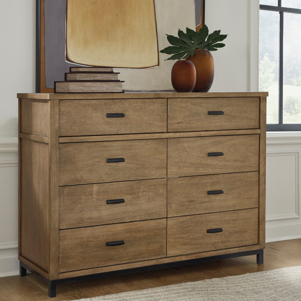 Bureau à 6 tiroirs en bois/placage de manguier brun clair - Tomtyn