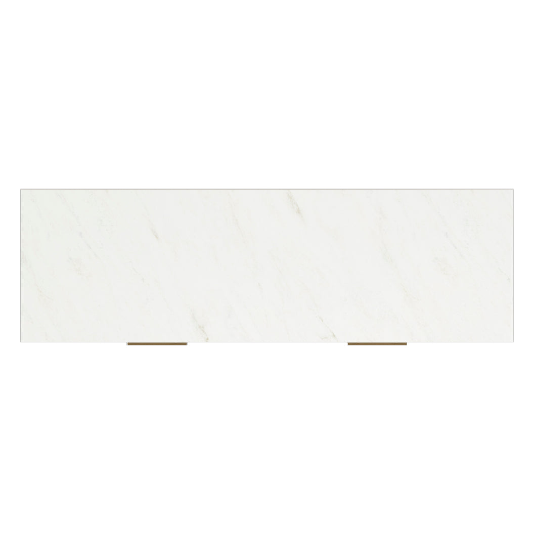 Bureau à 6 tiroirs en marbre blanc et bois noir - Cadmori