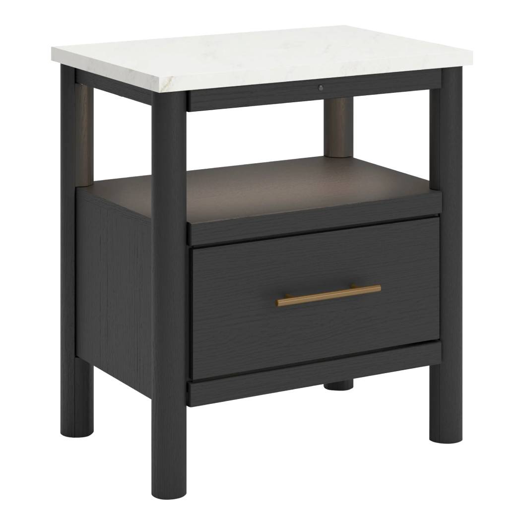 Table de chevet Noir et marbre en bois - Cadmori