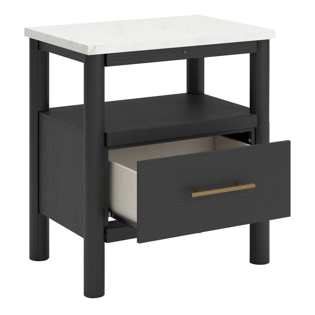 Table de chevet Noir et marbre en bois - Cadmori