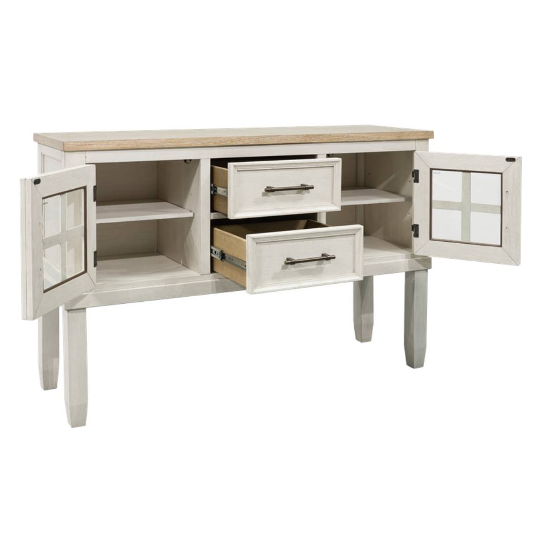 Buffet en bois bicolore avec 2 portes et 2 tiroirs - Shaybrock