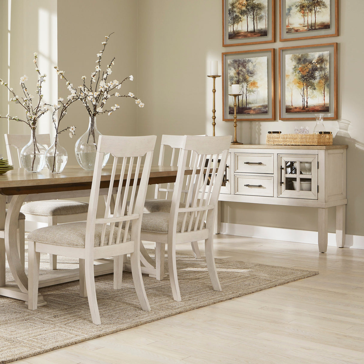 Buffet en bois bicolore avec 2 portes et 2 tiroirs - Shaybrock
