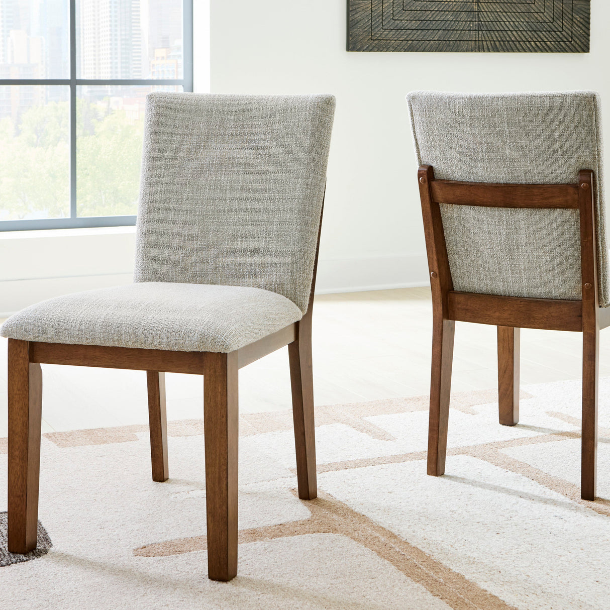 Ensemble de 2 chaises de salle à manger rembourrées en tissu beige pâle - Kraeburn