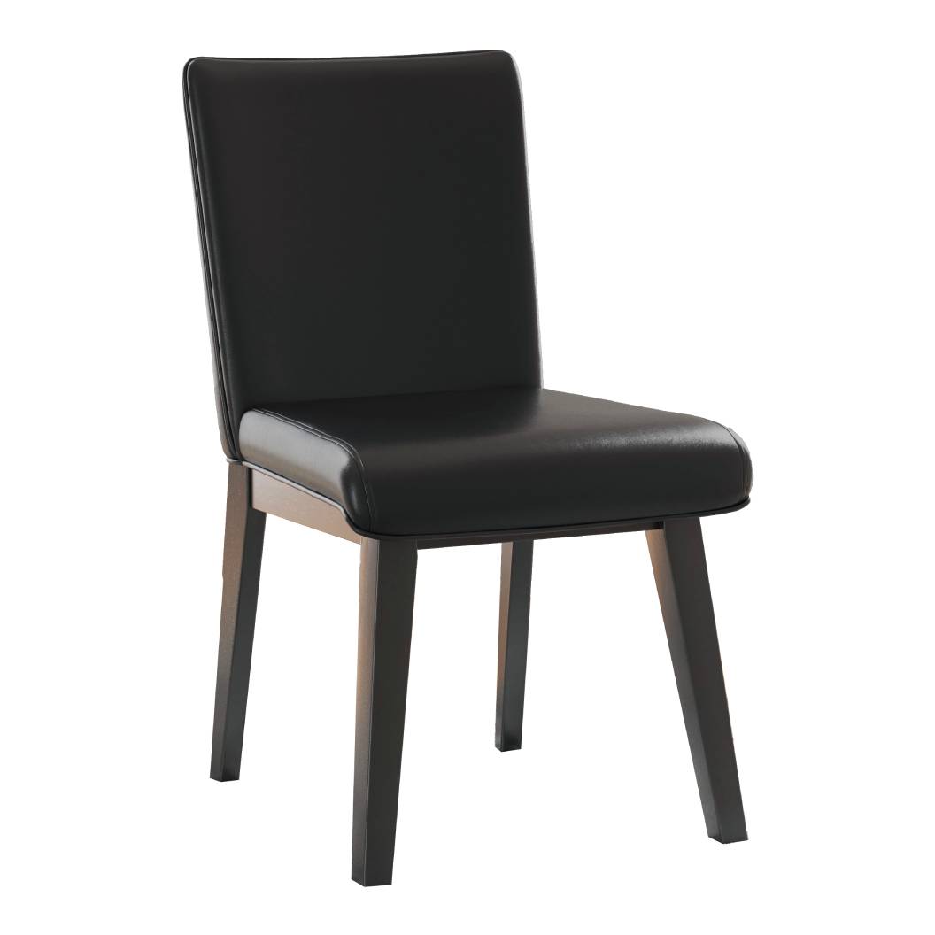 Ensemble de 2 chaises de salle à manger rembourrées aspect cuir noir - Jettaya