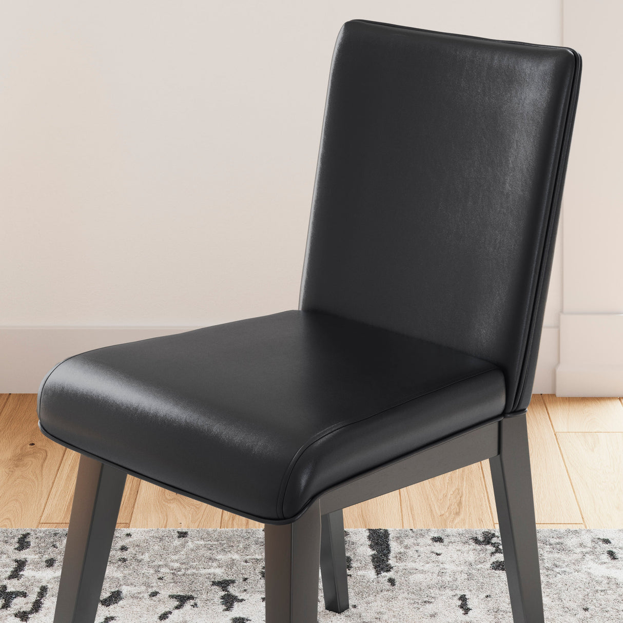 Ensemble de 2 chaises de salle à manger rembourrées aspect cuir noir - Jettaya