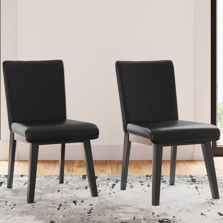 Ensemble de 2 chaises de salle à manger rembourrées aspect cuir noir - Jettaya