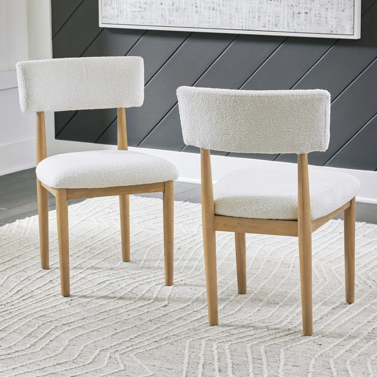 Ensemble de 2 chaises de salle à manger rembourrées en tissu blanc - Sawdyn