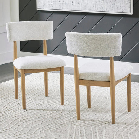 Ensemble de 2 chaises de salle à manger rembourrées en tissu blanc - Sawdyn