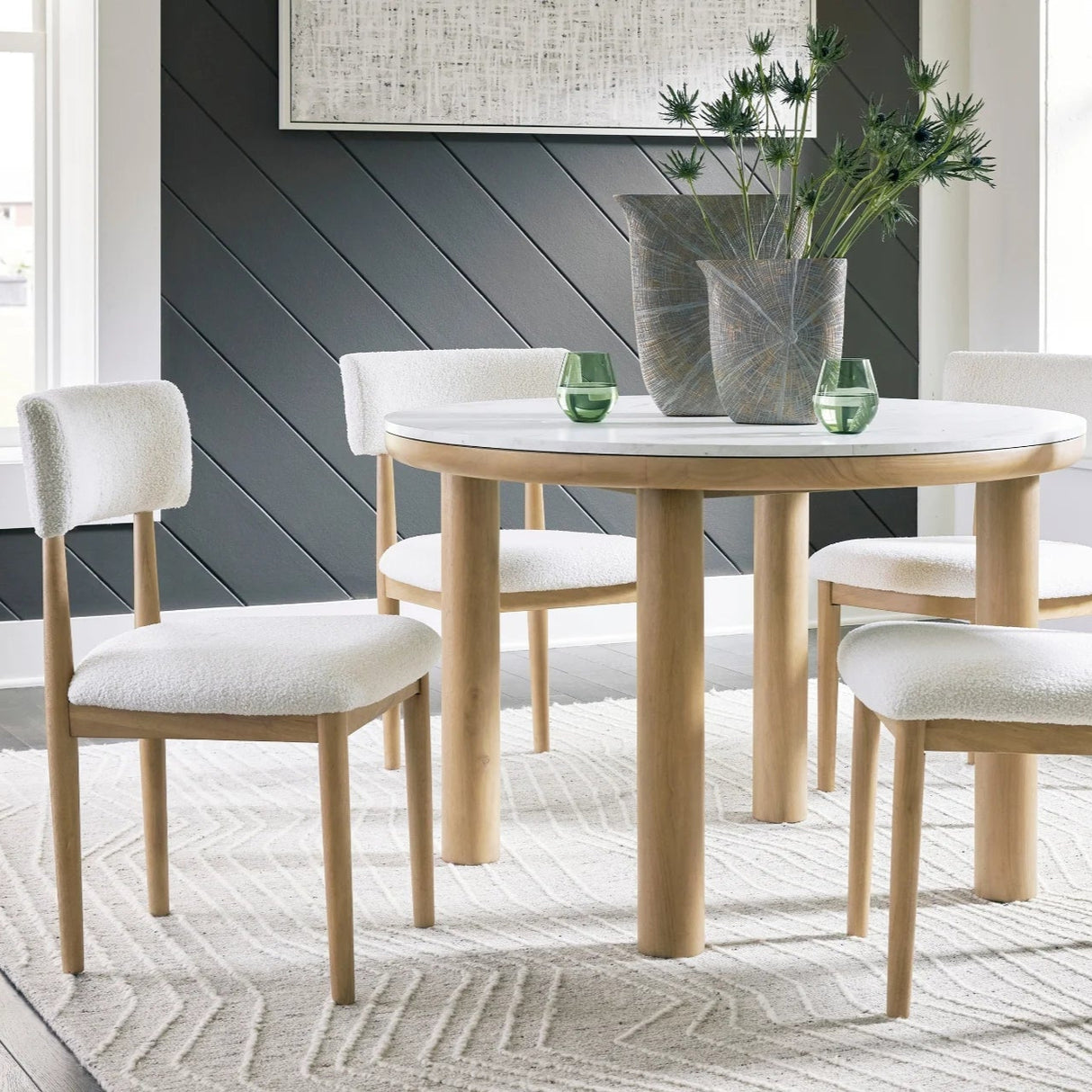 Ensemble de 2 chaises de salle à manger rembourrées en tissu blanc - Sawdyn