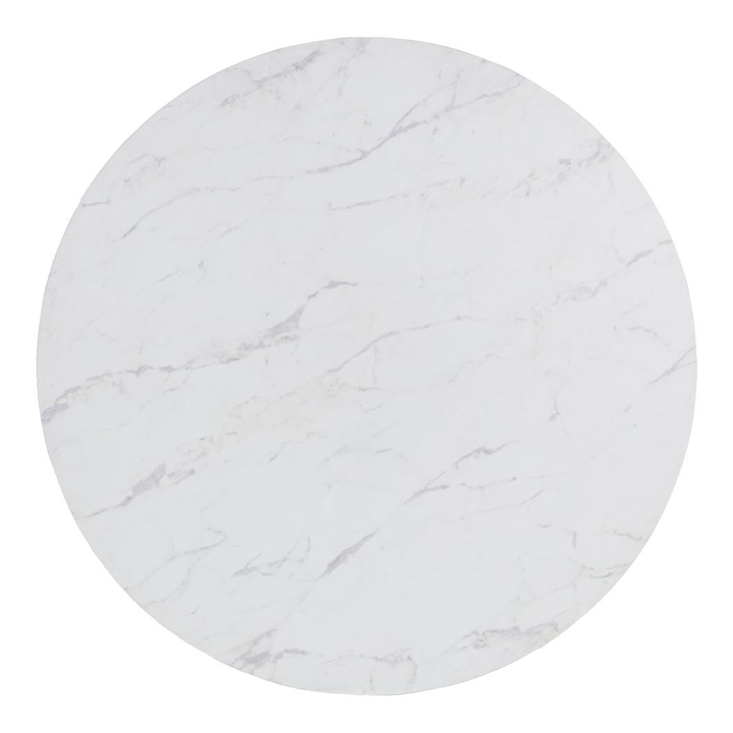 Table de salle à manger ronde en faux marbre blanc - Sawdyn