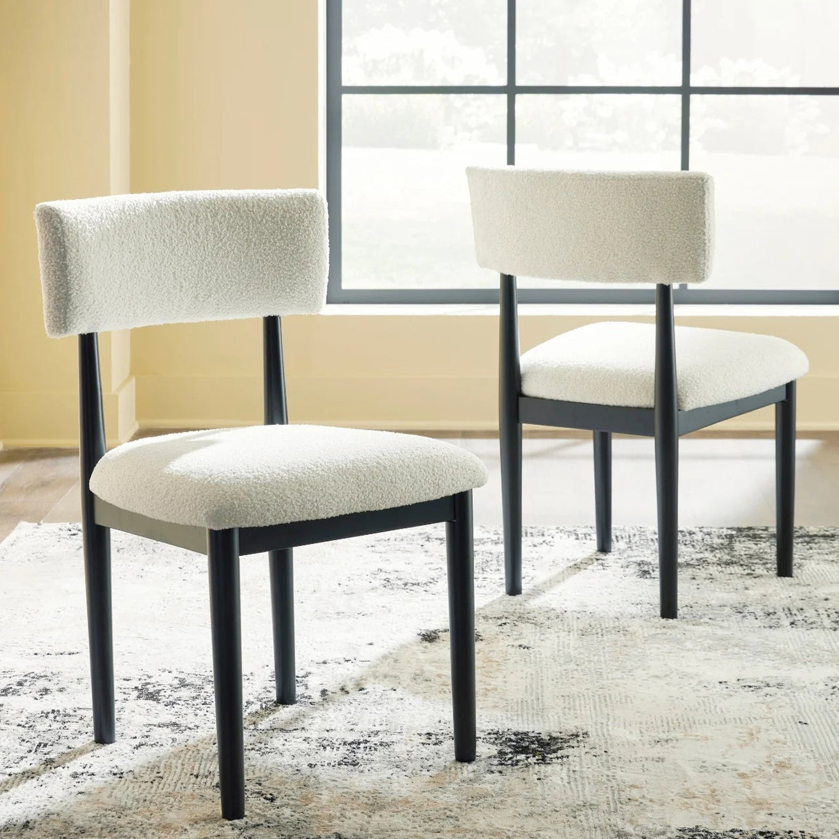 Ensemble de 2 chaises de salle à manger rembourrées en tissu blanc - Xandrum