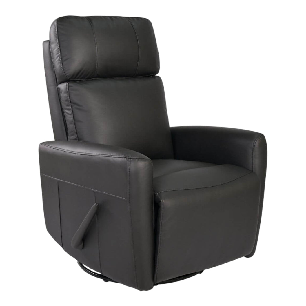 Fauteuil berçant, pivotant et inclinable en aspect cuir noir - Prague