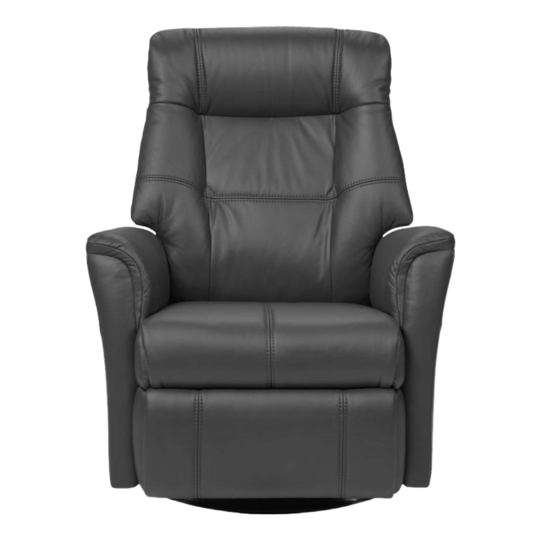Fauteuil berçant, pivotant et inclinable motorisé en cuir gris foncé - Muru Nordic