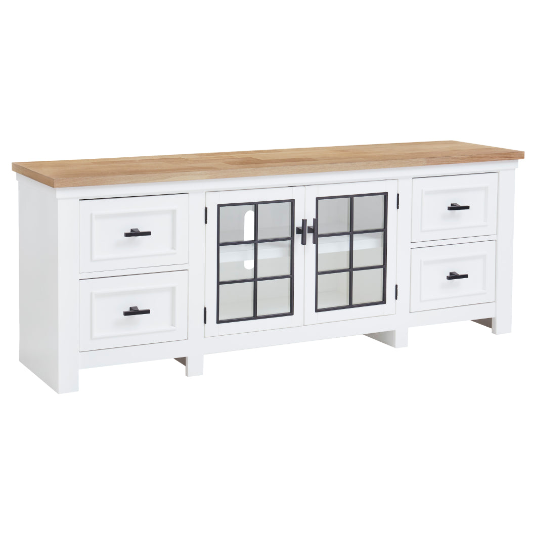 Meuble de télévision en bois et placage bicolore à 4 tiroirs - Ashbryn