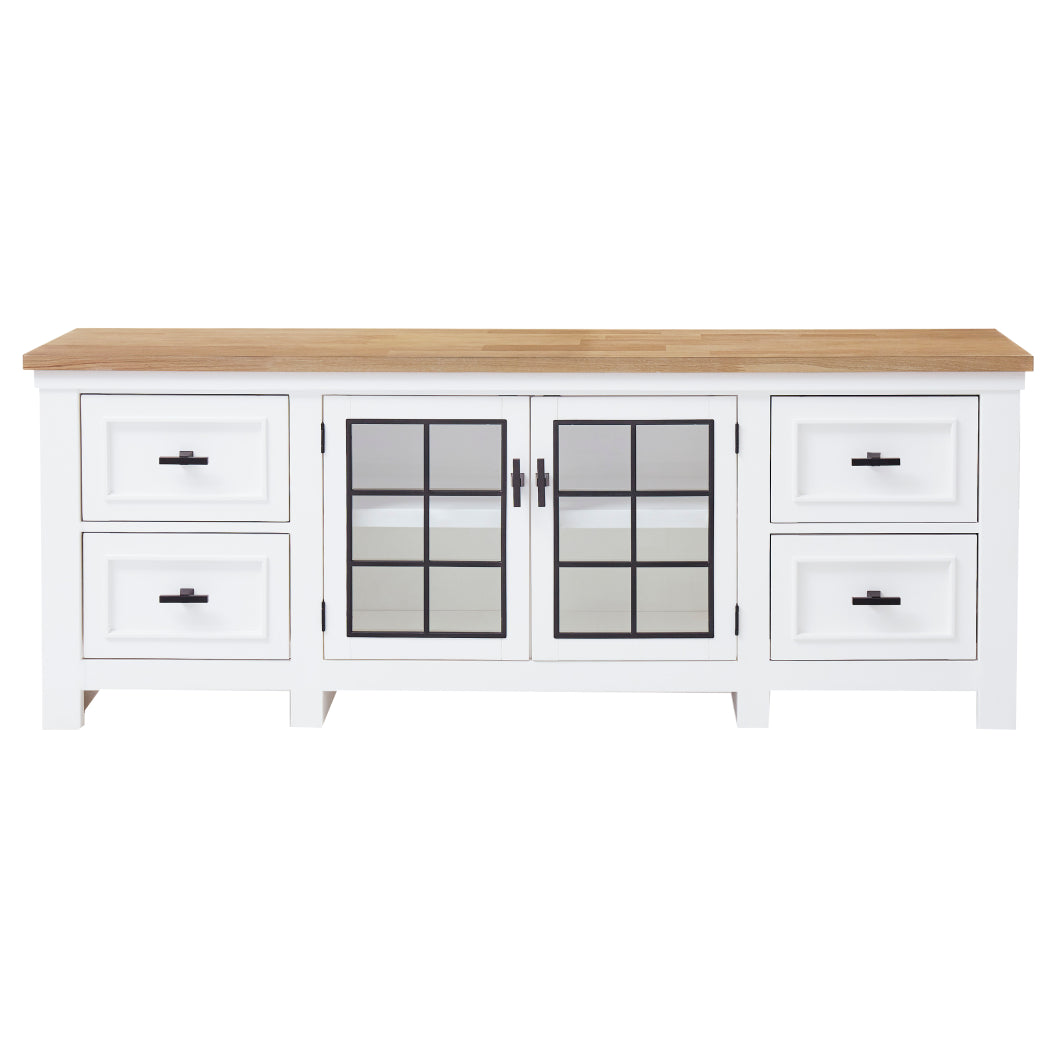 Meuble de télévision en bois et placage bicolore à 4 tiroirs - Ashbryn