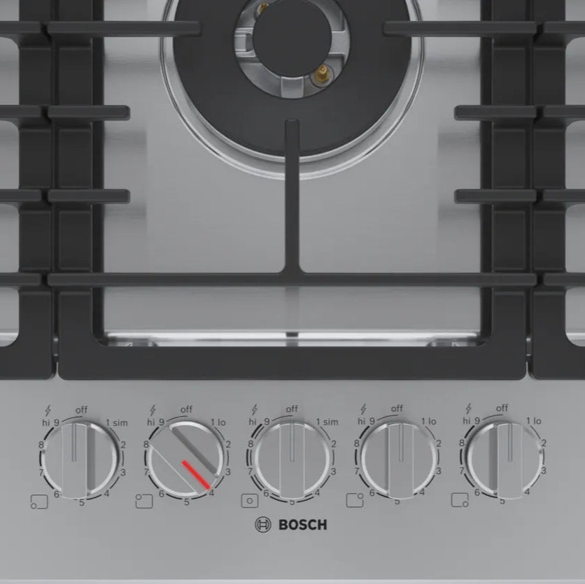 Plaque de cuisson au gaz 30 po, Inox avec 5 brûleurs avec FlameSelect® - Série 800