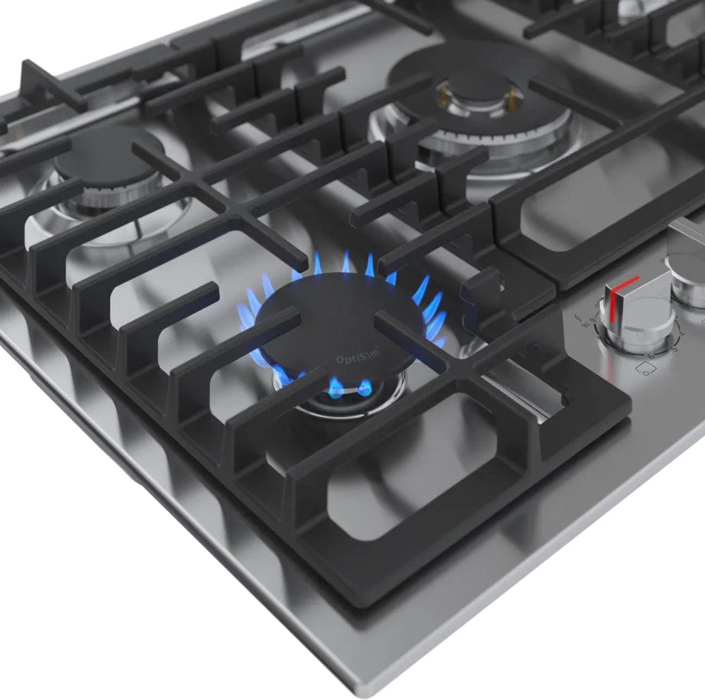 Plaque de cuisson au gaz 30 po, Inox avec 5 brûleurs avec FlameSelect® - Série 800