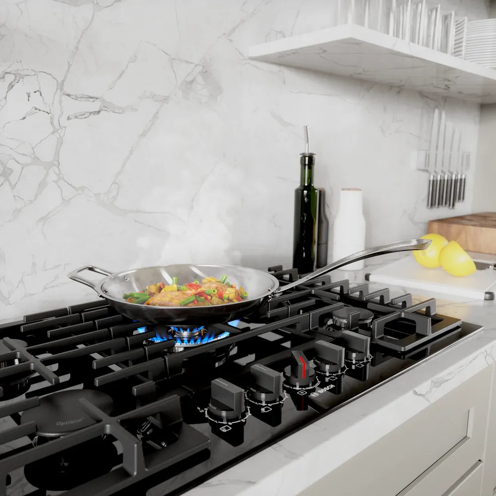 Plaque de cuisson au gaz 30 po, Inox avec 5 brûleurs avec FlameSelect® - Série 800