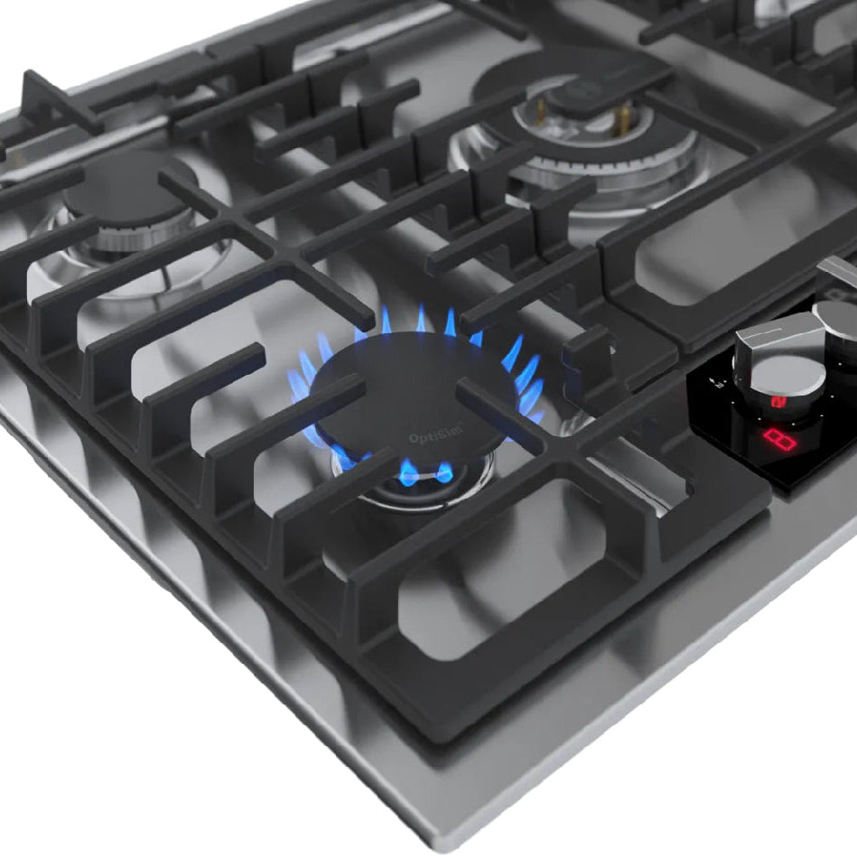 Plaque de cuisson au gaz 30 po, Inox à 5 brûleurs avec FlameSelect® - Série Benchmark