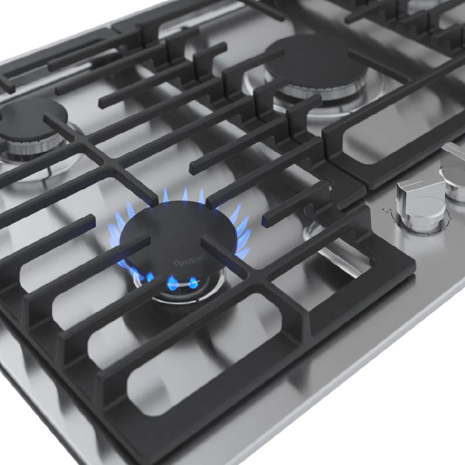 Plaque de cuisson au gaz 36 po, Inox à 5 brûleurs avec un brûleur OptiSim® - Série 500