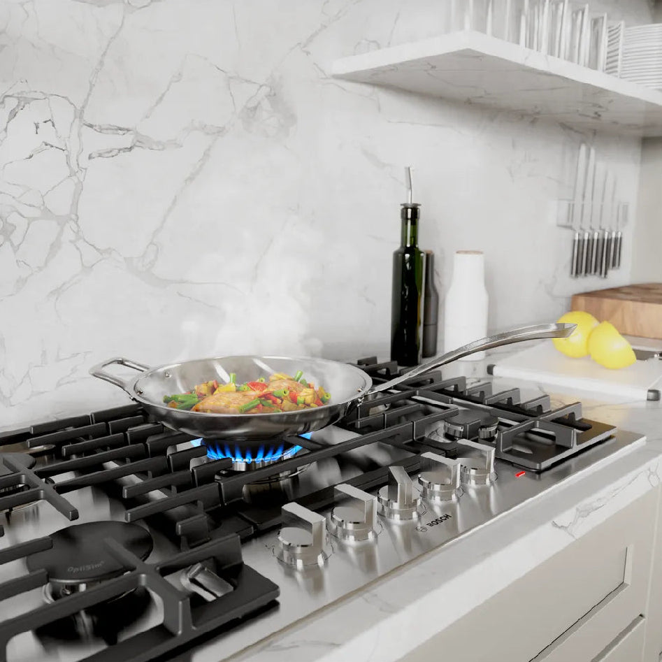 Plaque de cuisson au gaz 36 po, Inox à 5 brûleurs avec un brûleur OptiSim® - Série 500