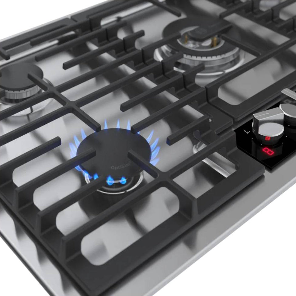 Plaque de cuisson au gaz 36 po, Inox à 5 brûleurs avec FlameSelect® - Série Benchmark