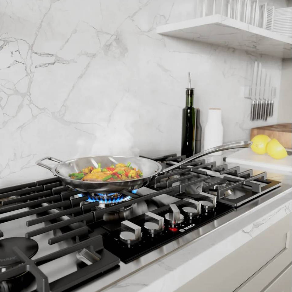 Plaque de cuisson au gaz 36 po, Inox à 5 brûleurs avec FlameSelect® - Série Benchmark