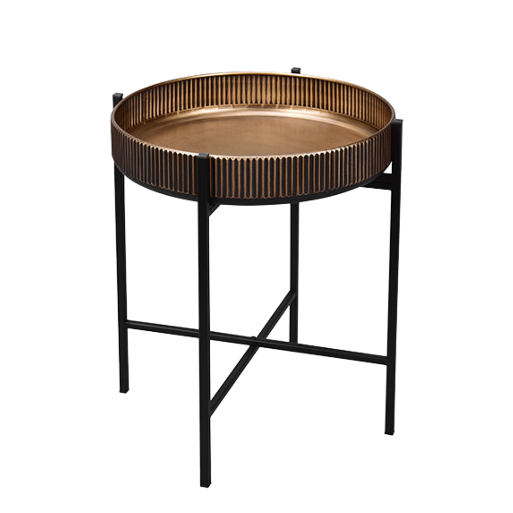 Table d'appoint ronde en métal doré et noir - Jane