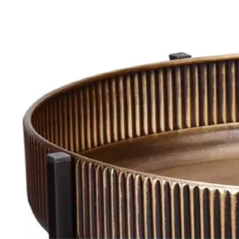 Table d'appoint ronde en métal doré et noir - Jane