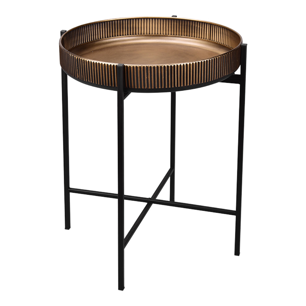 Table d'appoint ronde en métal doré et noir - Jane